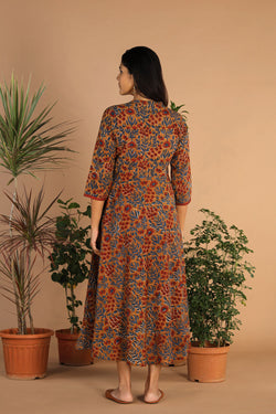 Collection of Cotton Long Handblock Printed Bagru Dress in a gallery layout