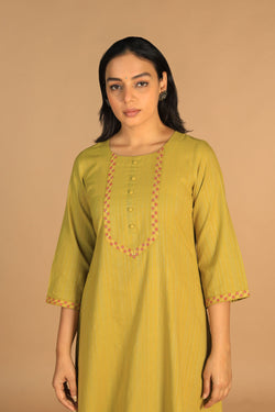 Collection of Pear Green A - Line Kurta in a gallery layout