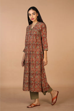 Collection of Embroidered cotton kalamkari kurti in a gallery layout