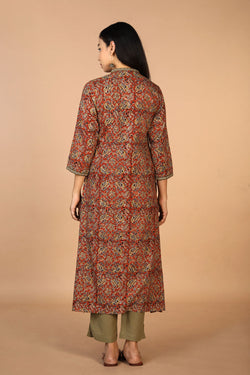 Collection of Embroidered cotton kalamkari kurti in a gallery layout