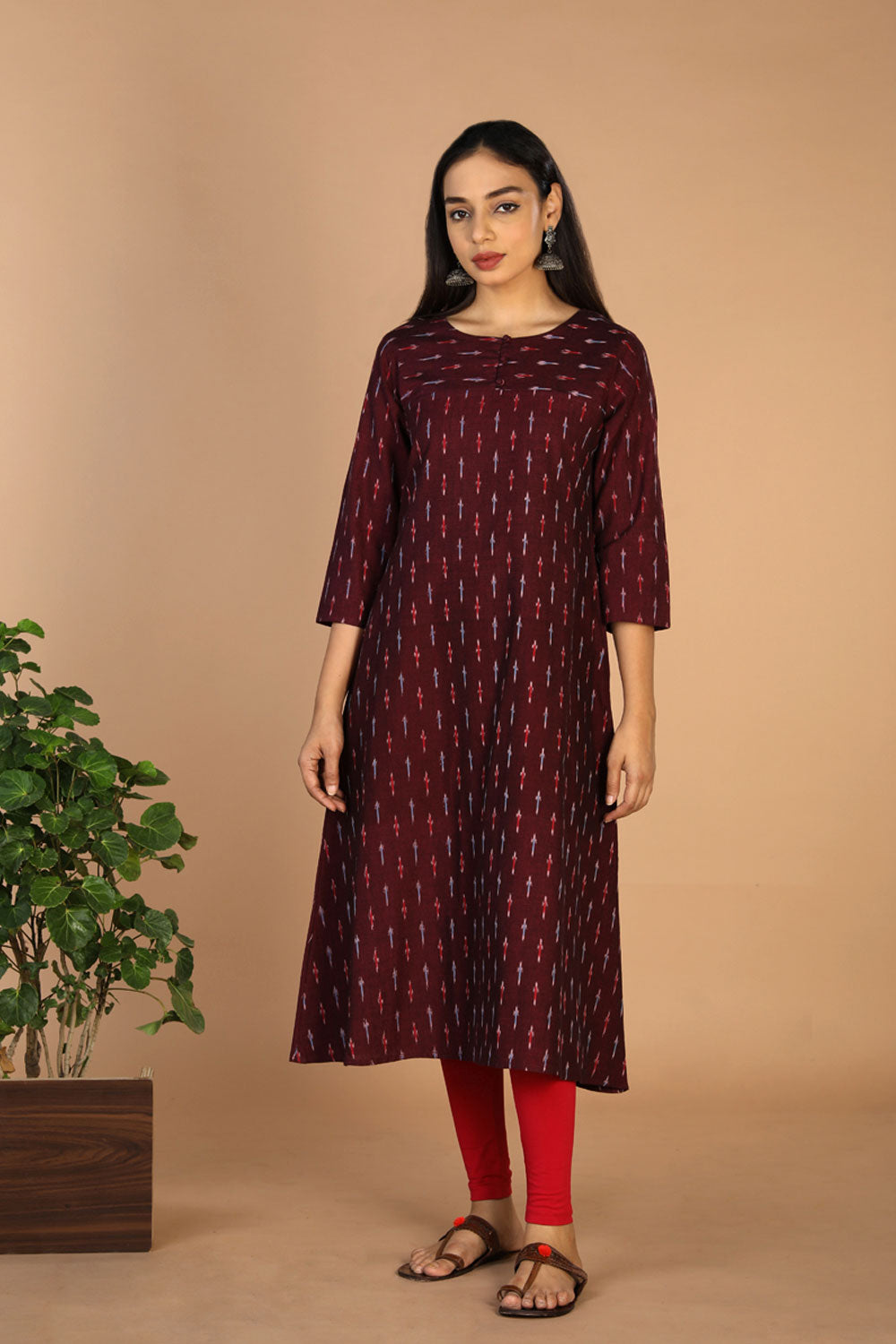 Collection of Cotton Ikat Kurti in a gallery layout