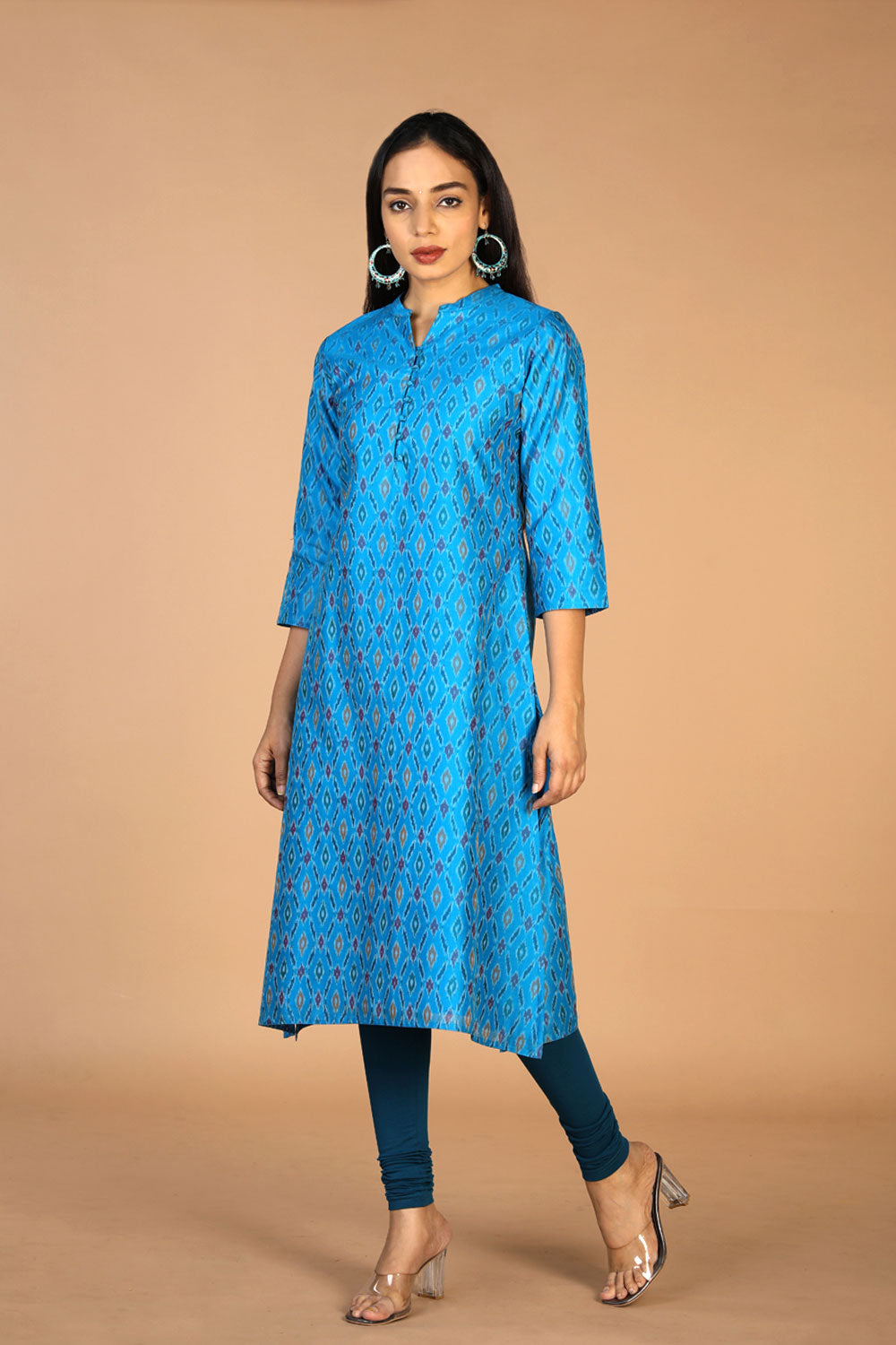 Collection of Hanwoven Pochampally Silk Ikat kurti in a gallery layout