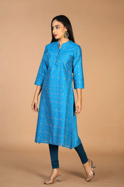 Collection of Hanwoven Pochampally Silk Ikat kurti in a gallery layout