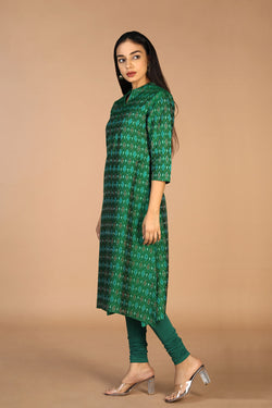 Collection of Hanwoven Pochampally Silk Ikat kurti in a gallery layout