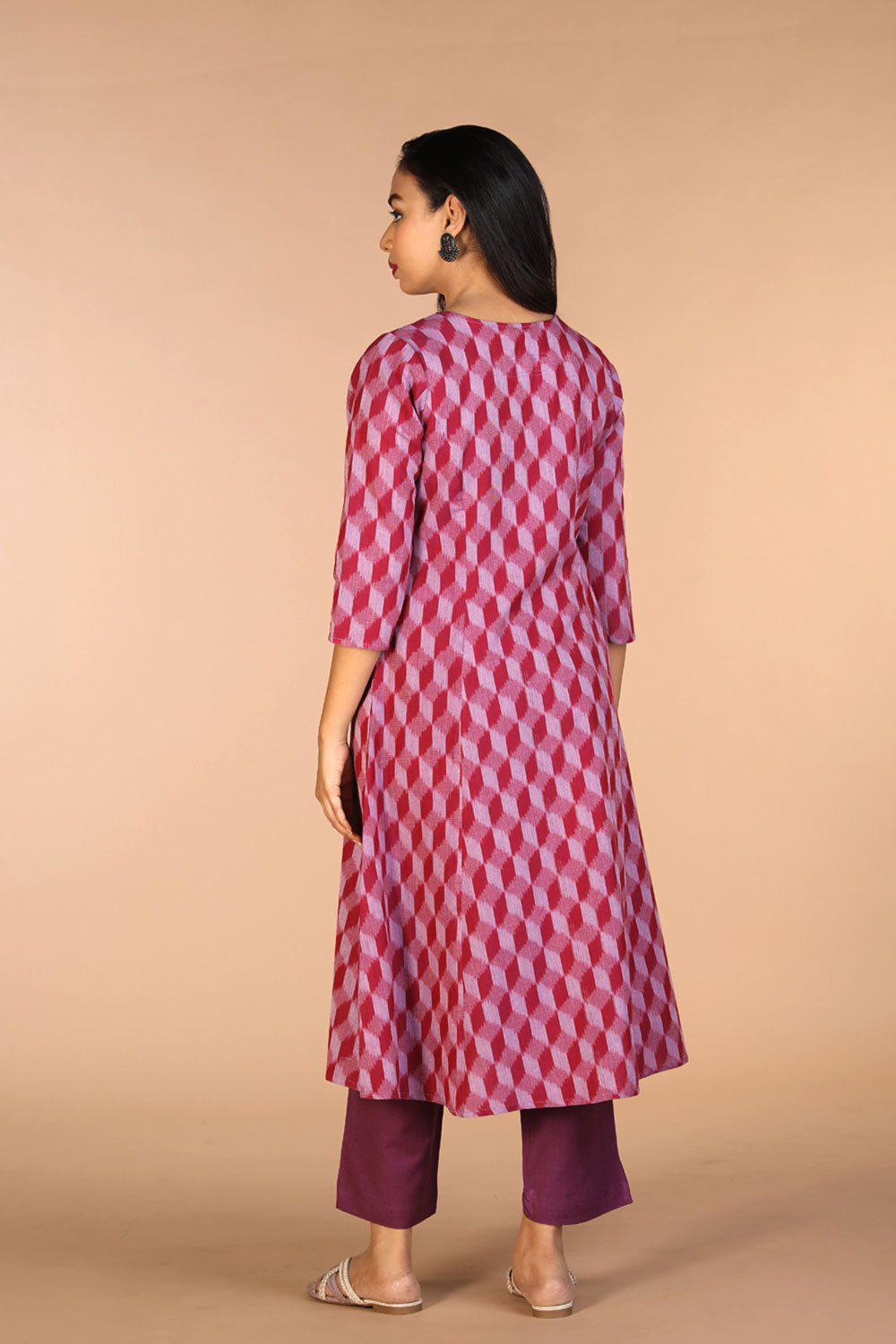 Collection of Handwoven cotton Pochampally Ikat kurta in a gallery layout