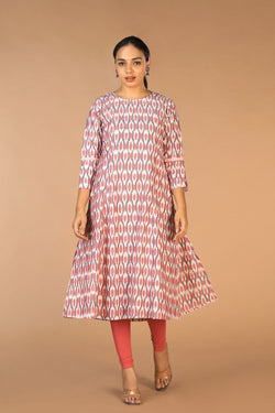 Collection of Cotton Pochampally Ikat Kurti in a gallery layout