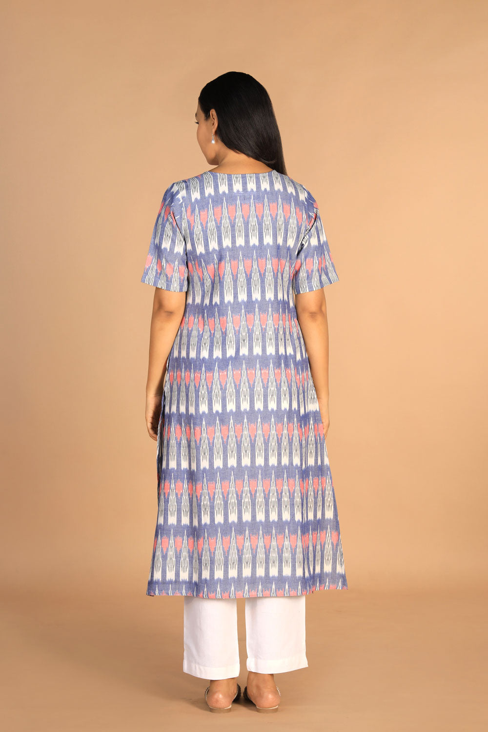 Collection of Handwoven Cotton Pochampally Ikat Kurti in a gallery layout