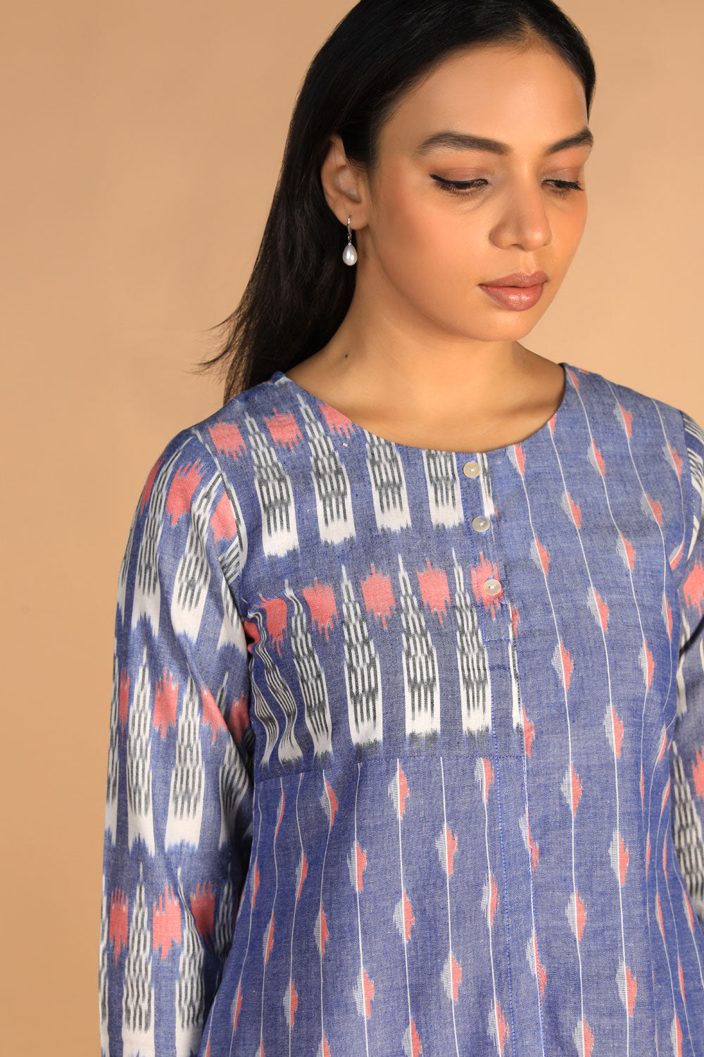 Handwoven Cotton Pochampally Ikat Kurti