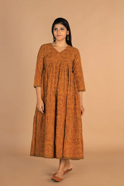 Collection of Bagh Handblockprinted Tiered Cotton Dress in a gallery layout