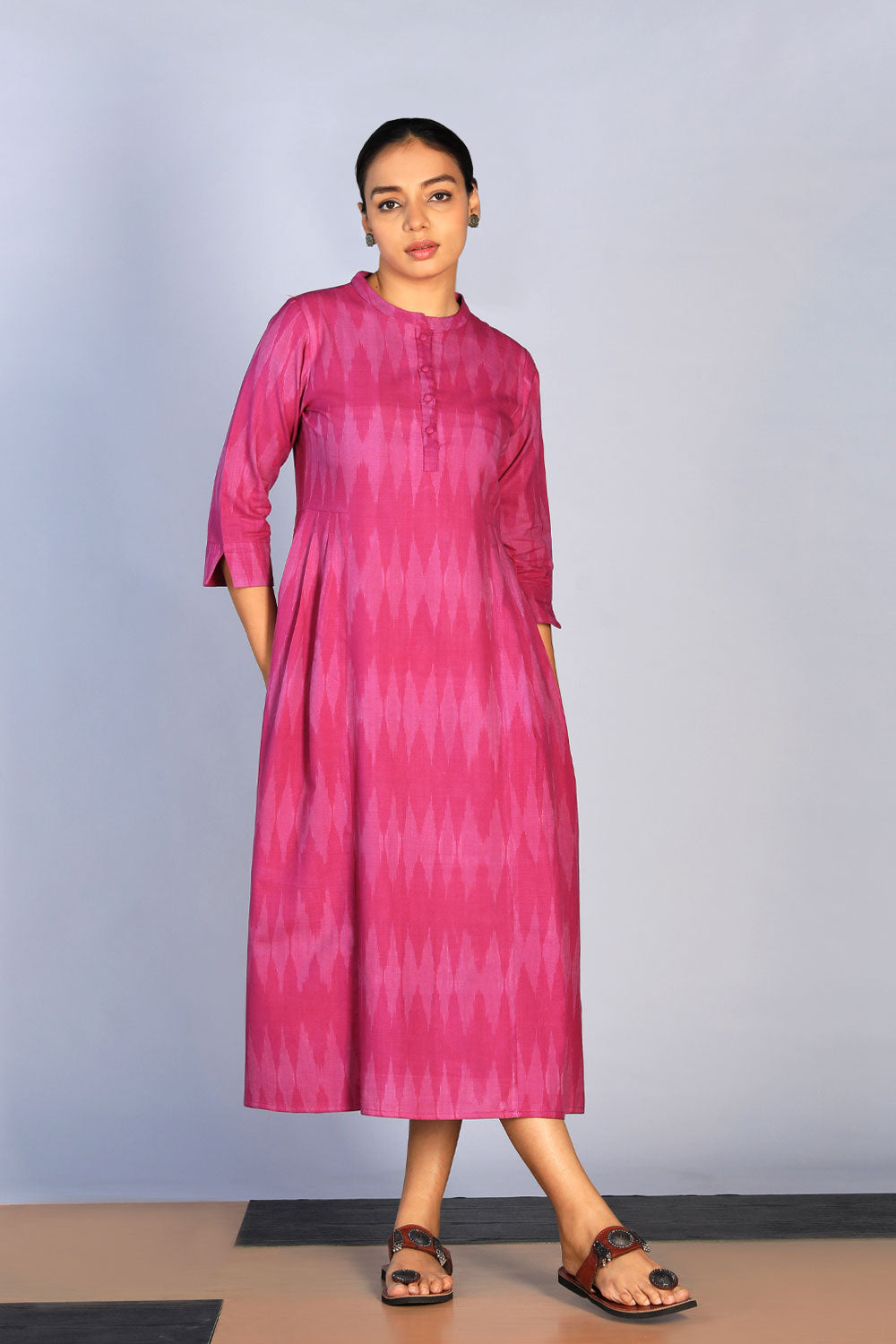 Collection of Cotton Pochampally Ikat Kurti in a gallery layout