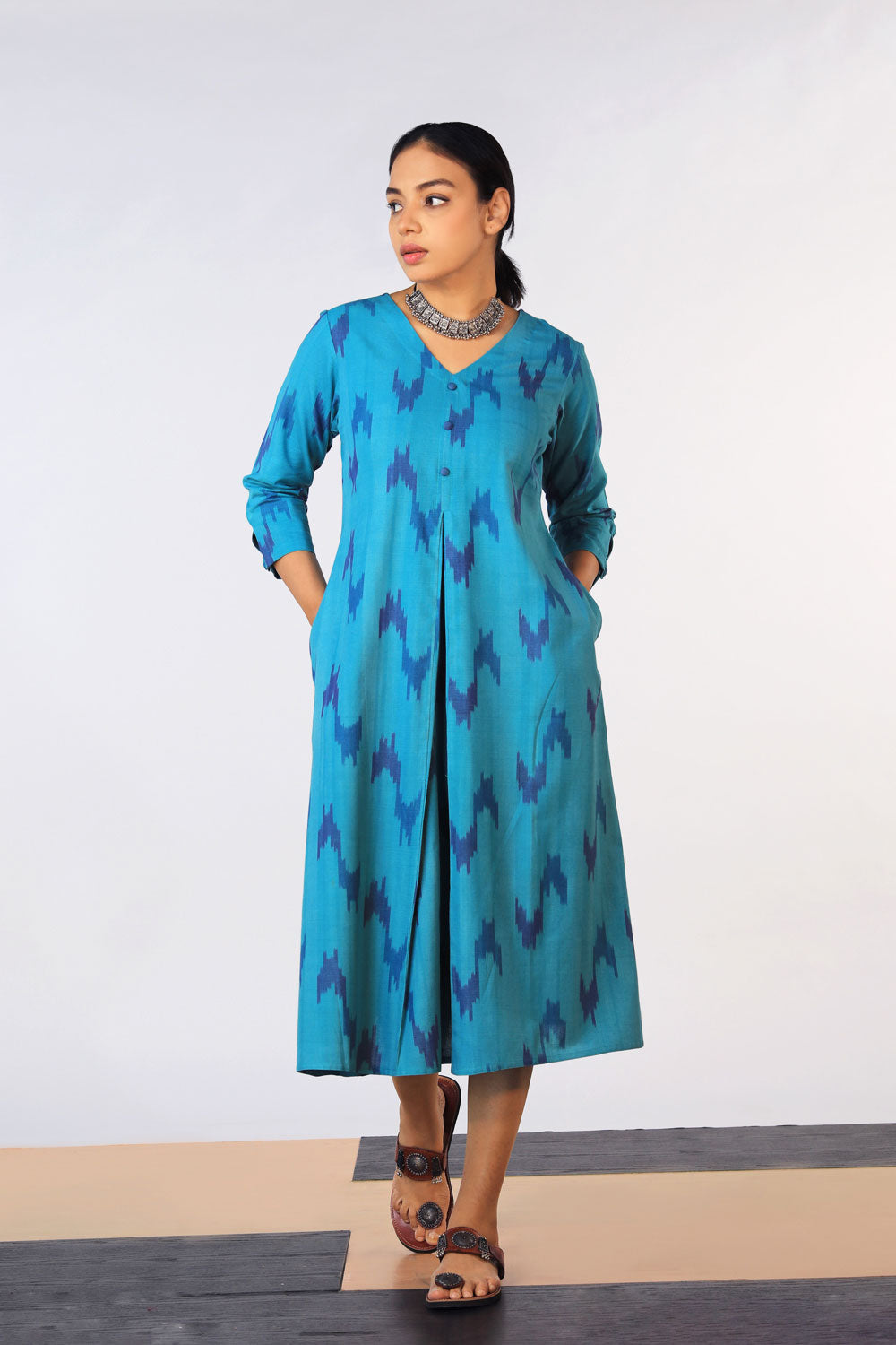 Collection of Cotton Pochampally Ikat Kurti in a gallery layout