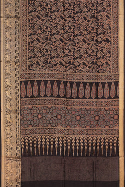 Image of Ajrakh Chiniya Silk Saree