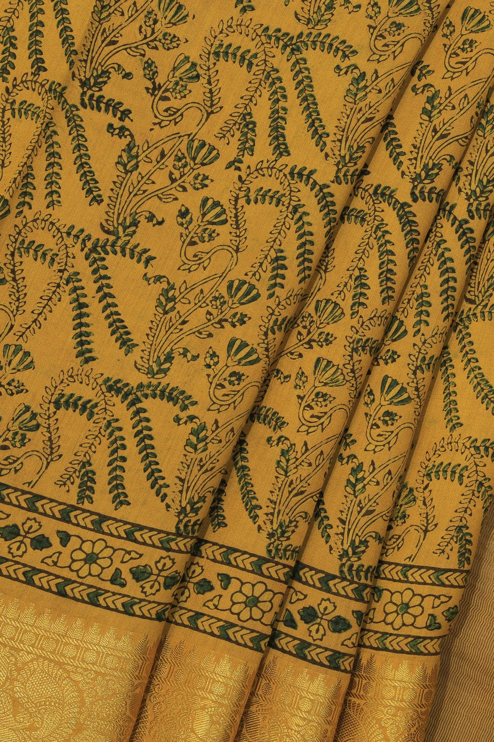 Ajrakh Chiniya Silk Saree