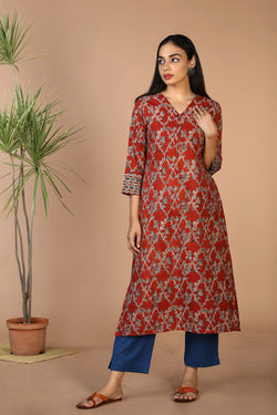 Collection of Kalamkari block printed kurta in a gallery layout