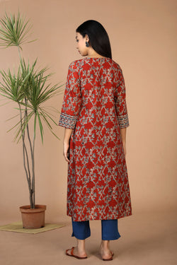 Collection of Kalamkari block printed kurta in a gallery layout