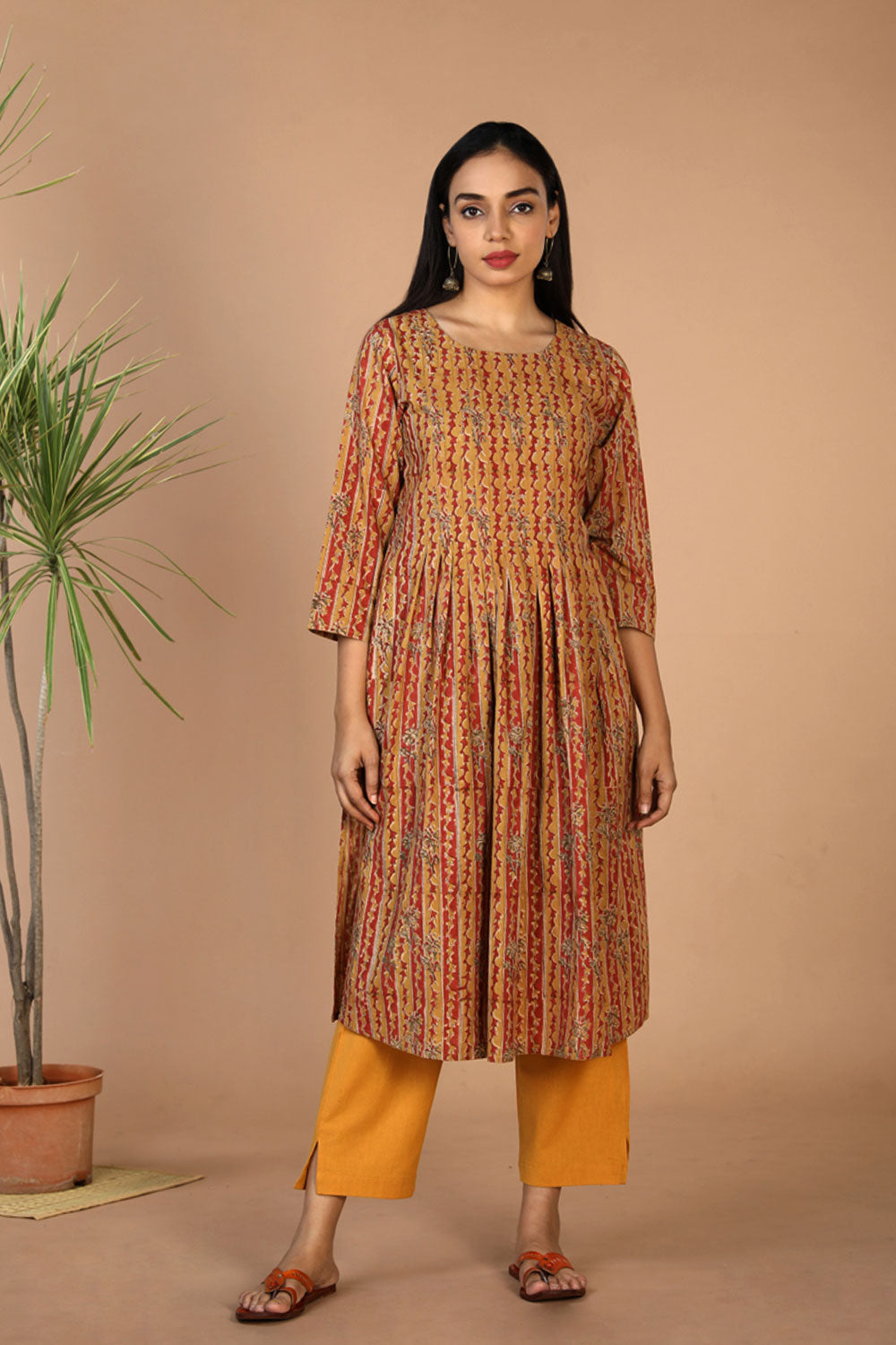 Collection of Cotton Kalamkari Kurti in a gallery layout