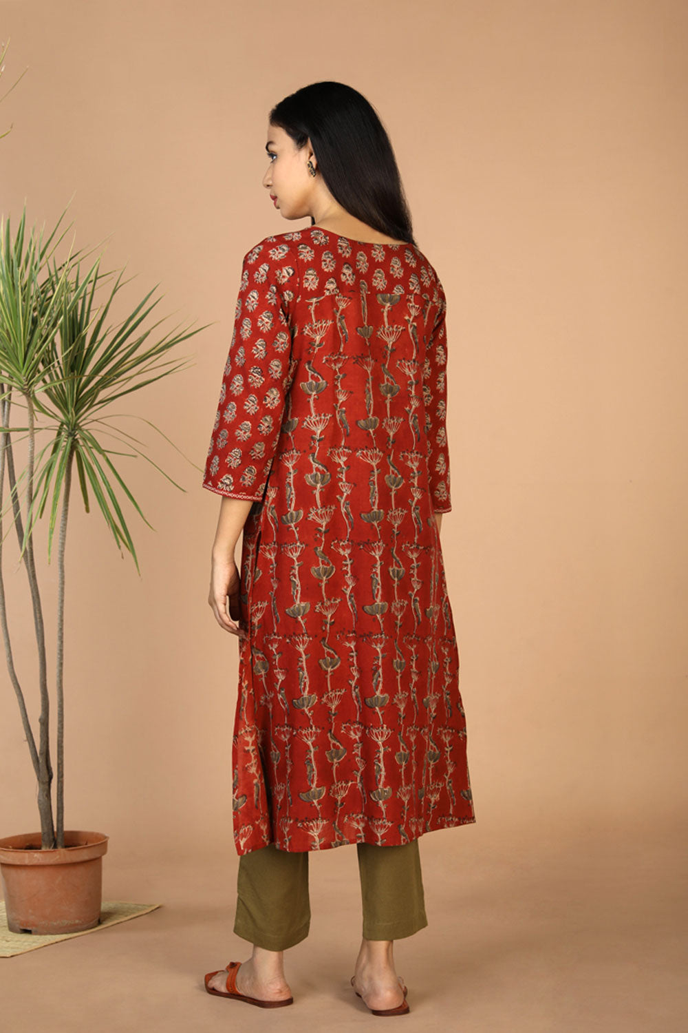 Collection of Block printed cotton Kalamkari kurti in a gallery layout