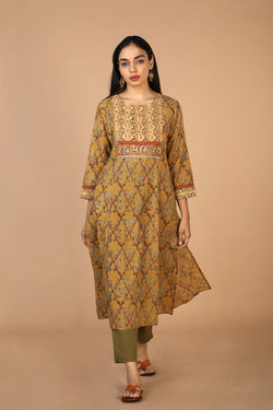 Collection of Ethnic Embroidered Kalamkari Kurti in a gallery layout