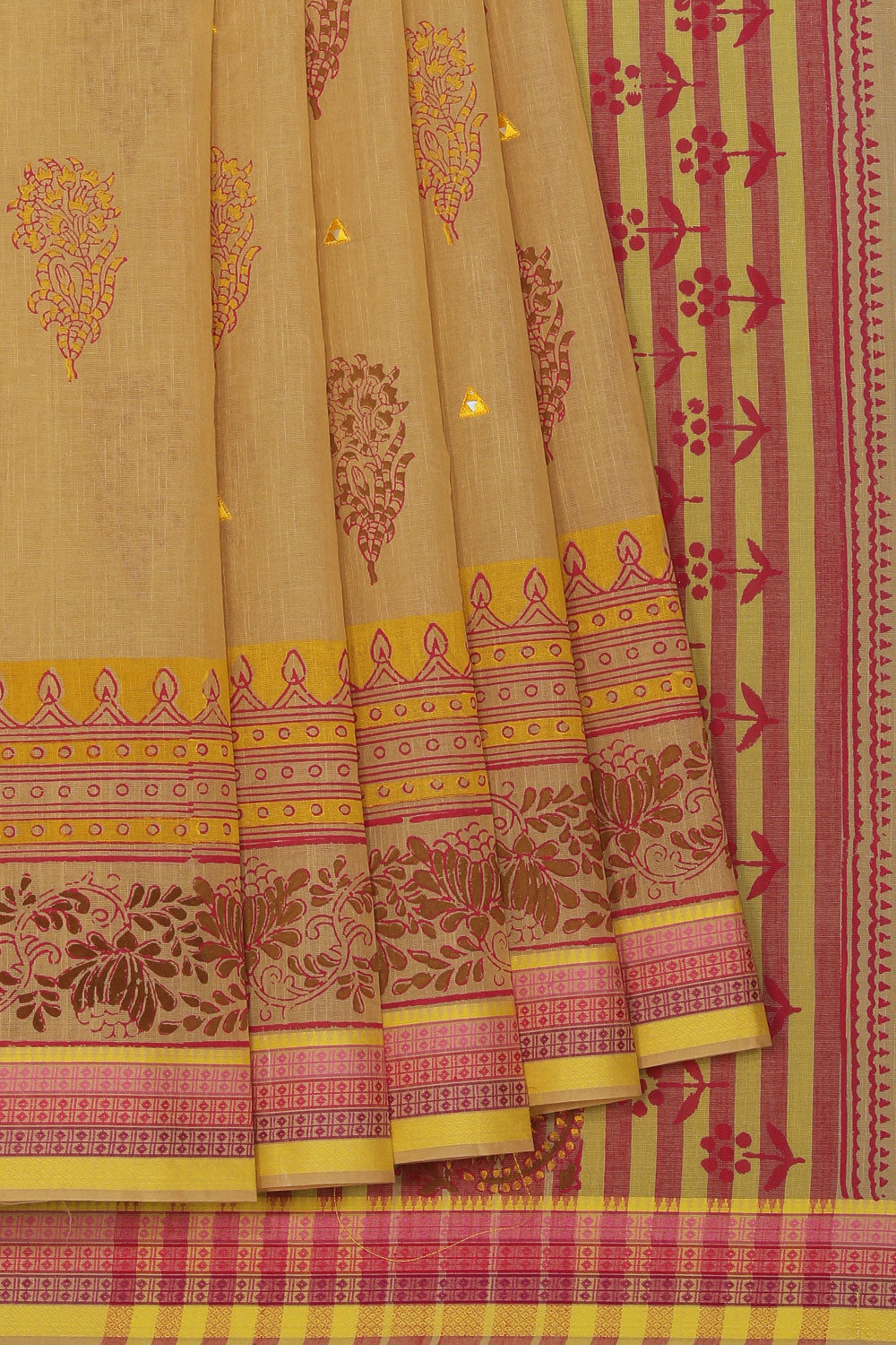 Collection of Hand block printed cotton saree in a gallery layout