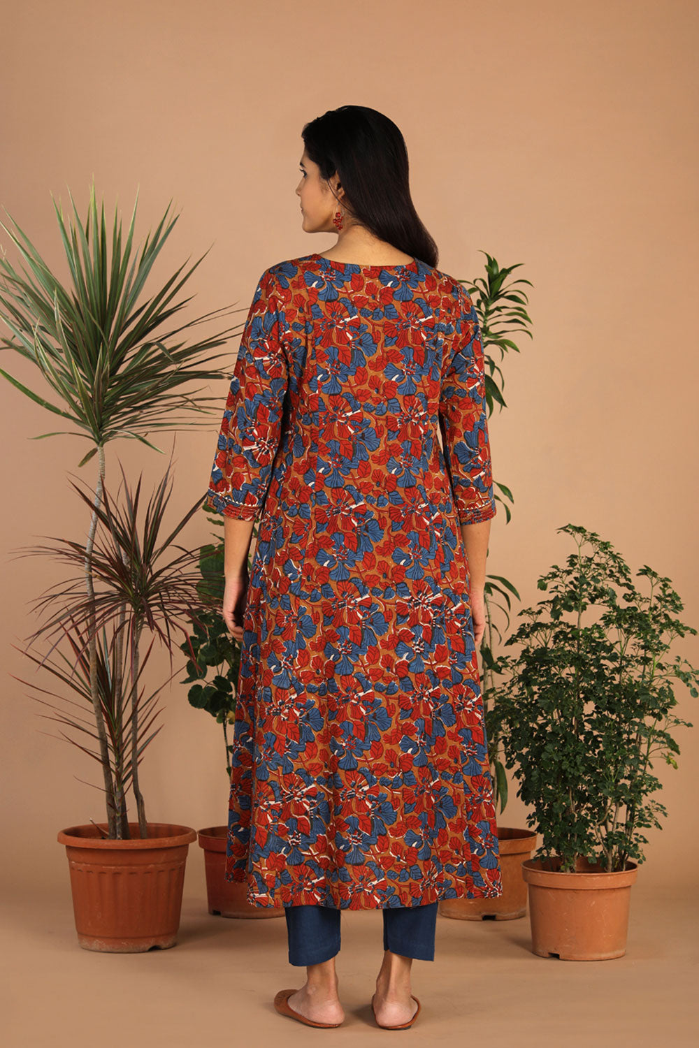 Collection of Cotton Bagru Long Kurti in a gallery layout