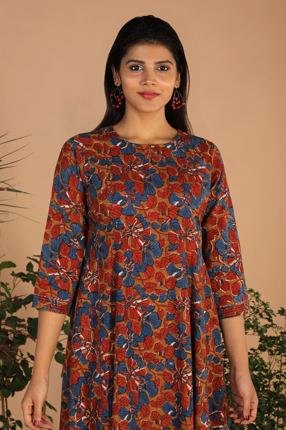 Collection of Cotton Bagru Long Kurti in a gallery layout