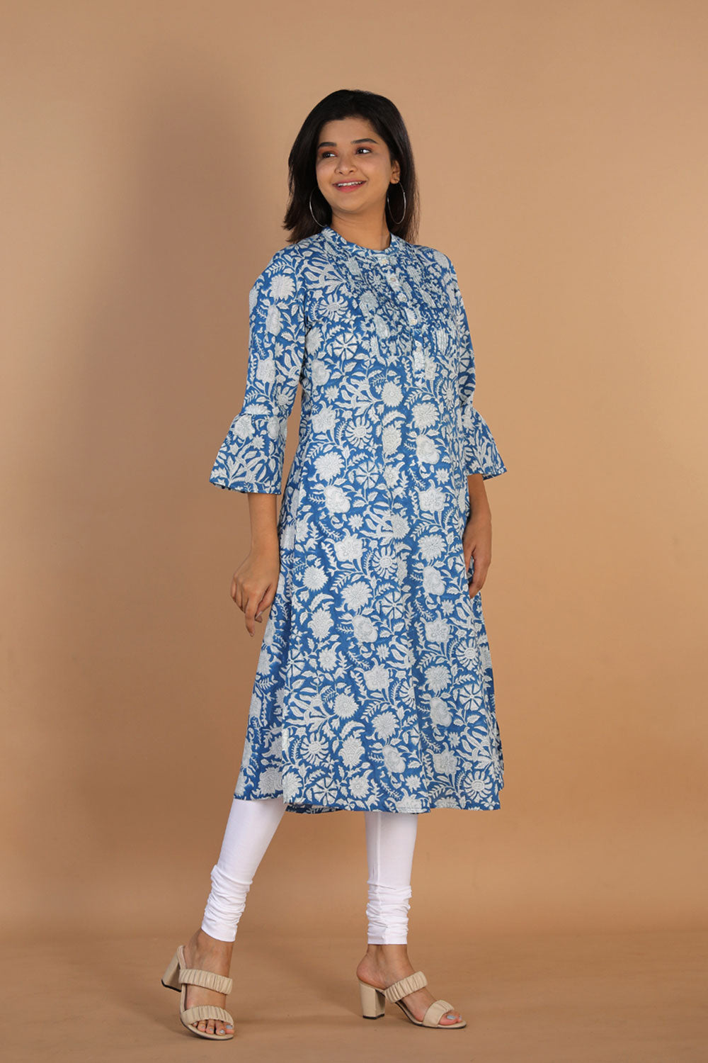 Collection of Floral block printed cotton kurta in a gallery layout