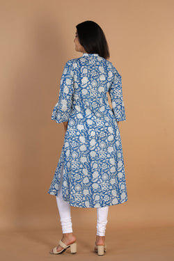 Collection of Floral block printed cotton kurta in a gallery layout