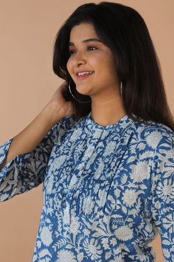 Collection of Floral block printed cotton kurta in a gallery layout