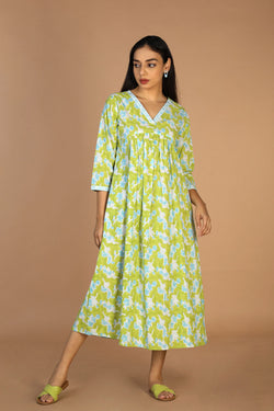 Collection of Blockprinted Cotton Dress in a gallery layout