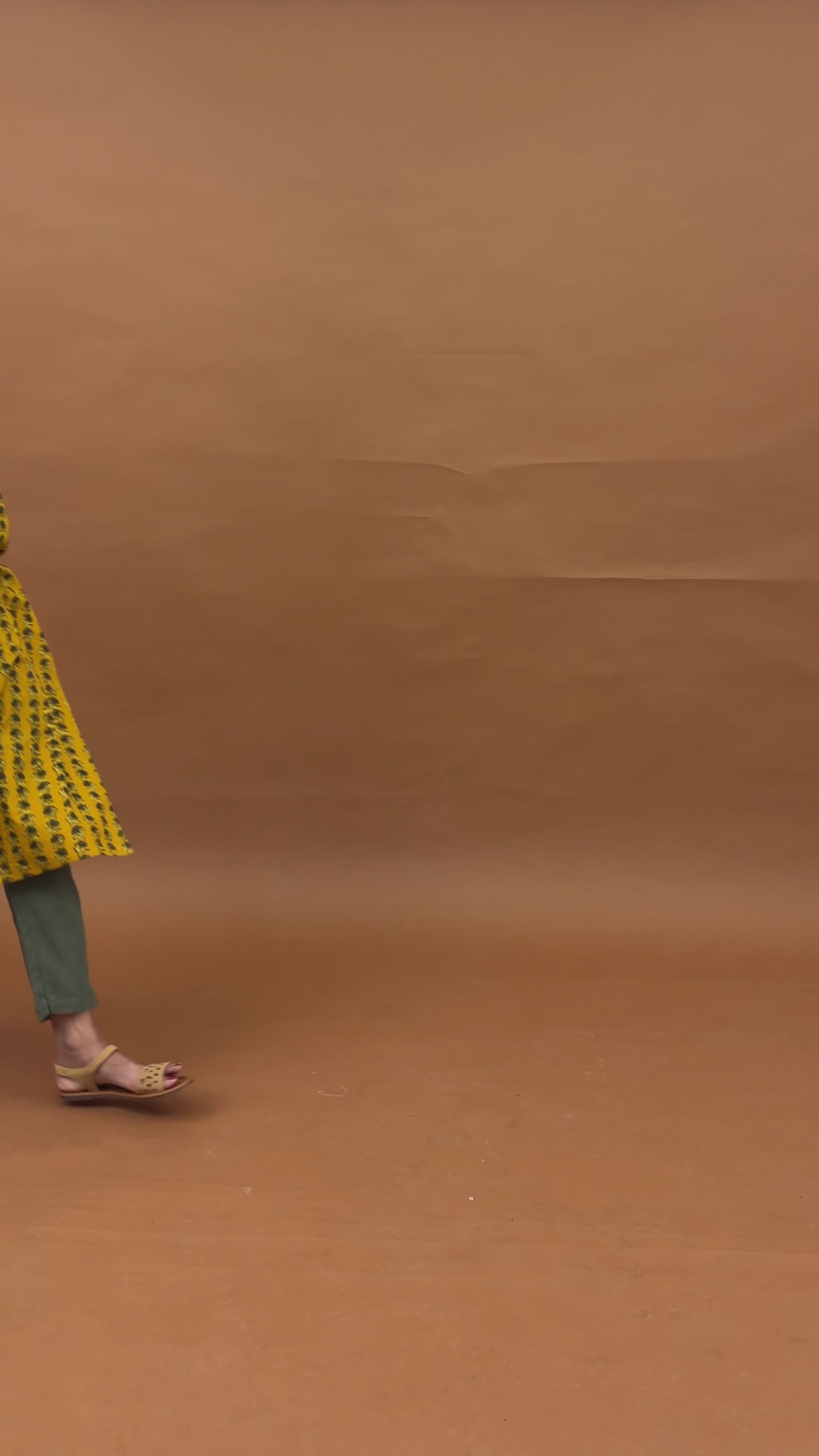Image of Spicy Mustard cotton Ajrak Kurta
