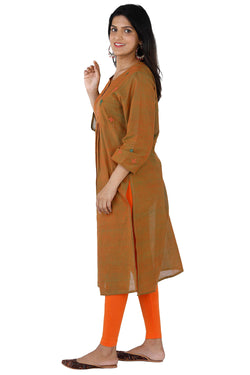 Collection of Hand woven straight fit mangalgiri cotton kurti with geometric embroidery in a gallery layout