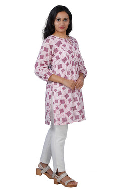 Collection of Womens purple colored kites printed long kurti in a gallery layout