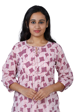 Collection of Womens purple colored kites printed long kurti in a gallery layout