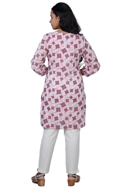 Collection of Womens purple colored kites printed long kurti in a gallery layout