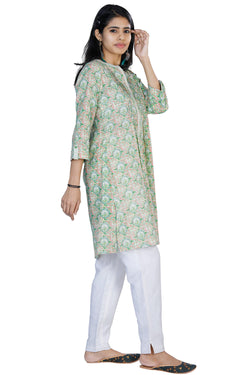 Collection of Fern GreenÃ¢â‚¬Å“ CHAKRA Ã¢â‚¬Å“ motif print kurti in a gallery layout