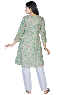 Collection of Fern GreenÃ¢â‚¬Å“ CHAKRA Ã¢â‚¬Å“ motif print kurti in a gallery layout