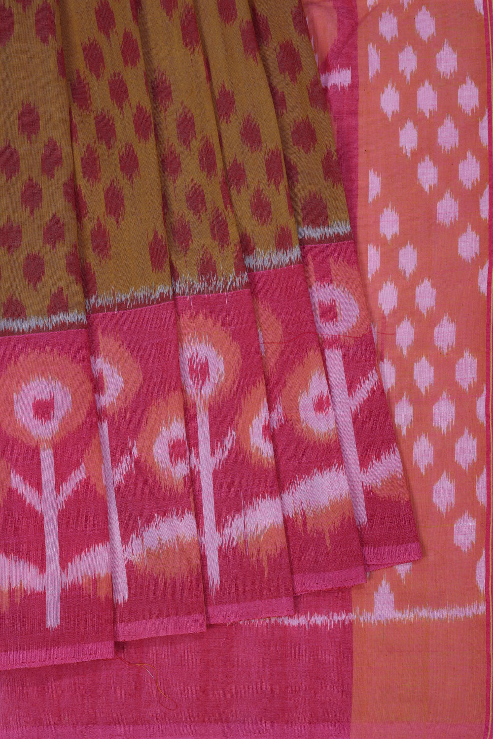 Collection of Yam orange Pochampally Ikat Saree in a gallery layout