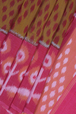 Collection of Yam orange Pochampally Ikat Saree in a gallery layout