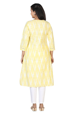 Image of Lemon yellow woven kurti.