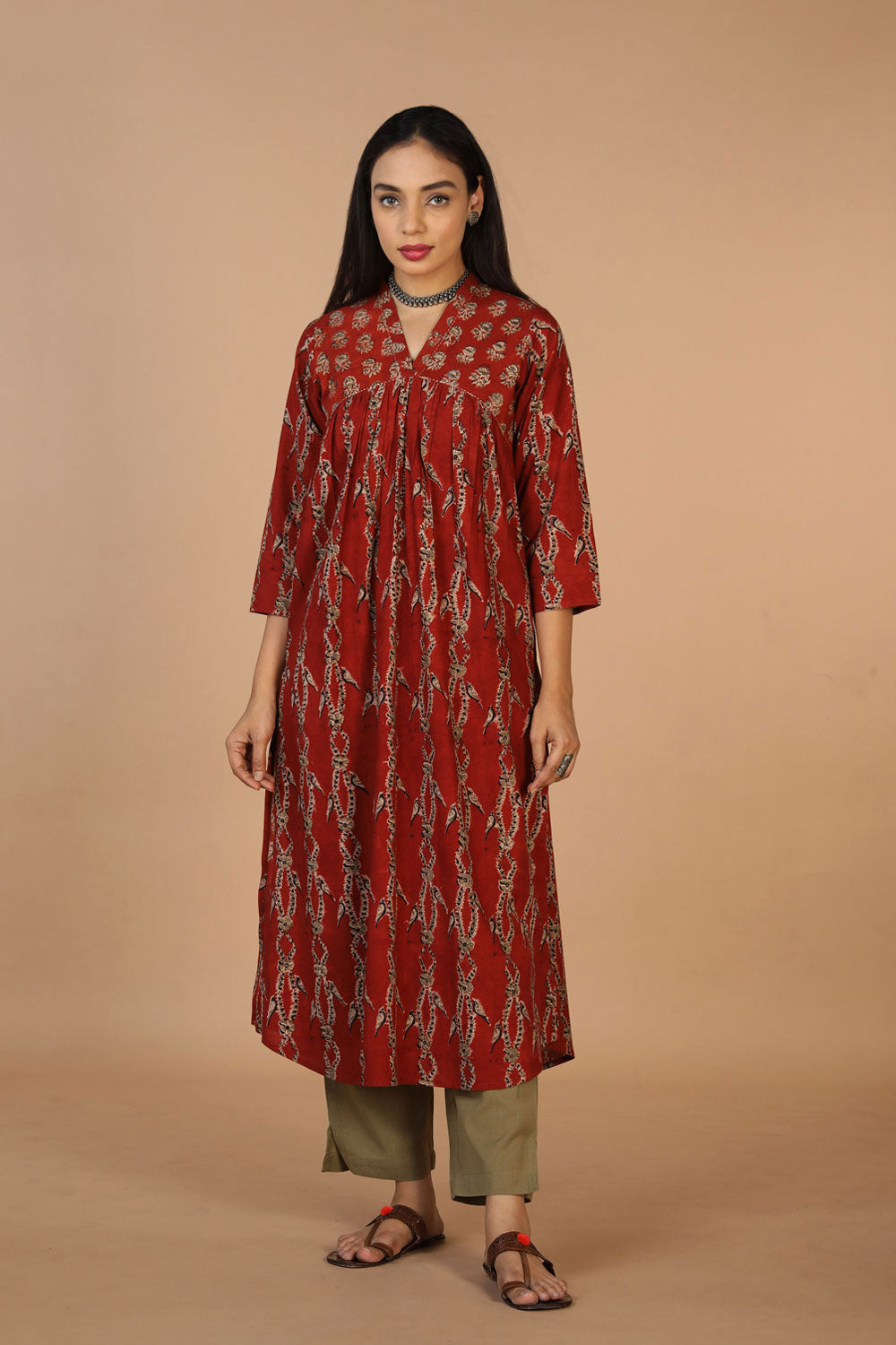 Collection of Cotton kalamkari kurta in a gallery layout