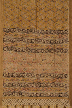 Image of Mustard Kalamkari Chanderi Saree