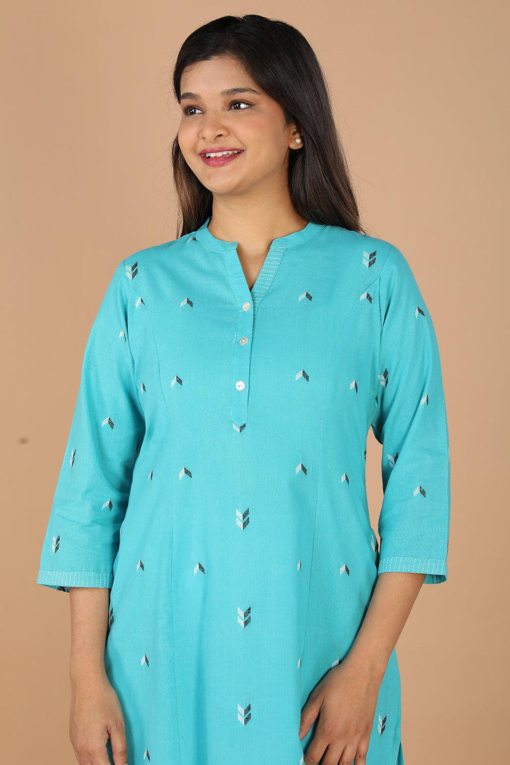 Collection of Woven Princess Cotton Kurta in a gallery layout