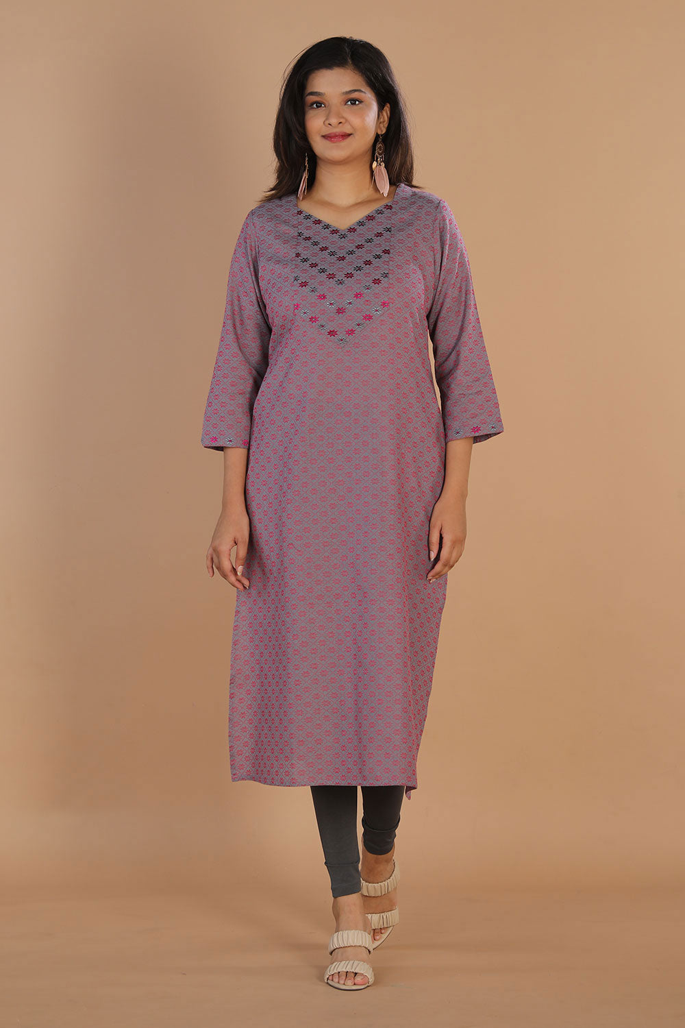 Collection of Geometric Embroided Long Kurti in a gallery layout