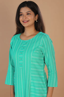 Collection of Woven Princess Line Cotton Kurti in a gallery layout