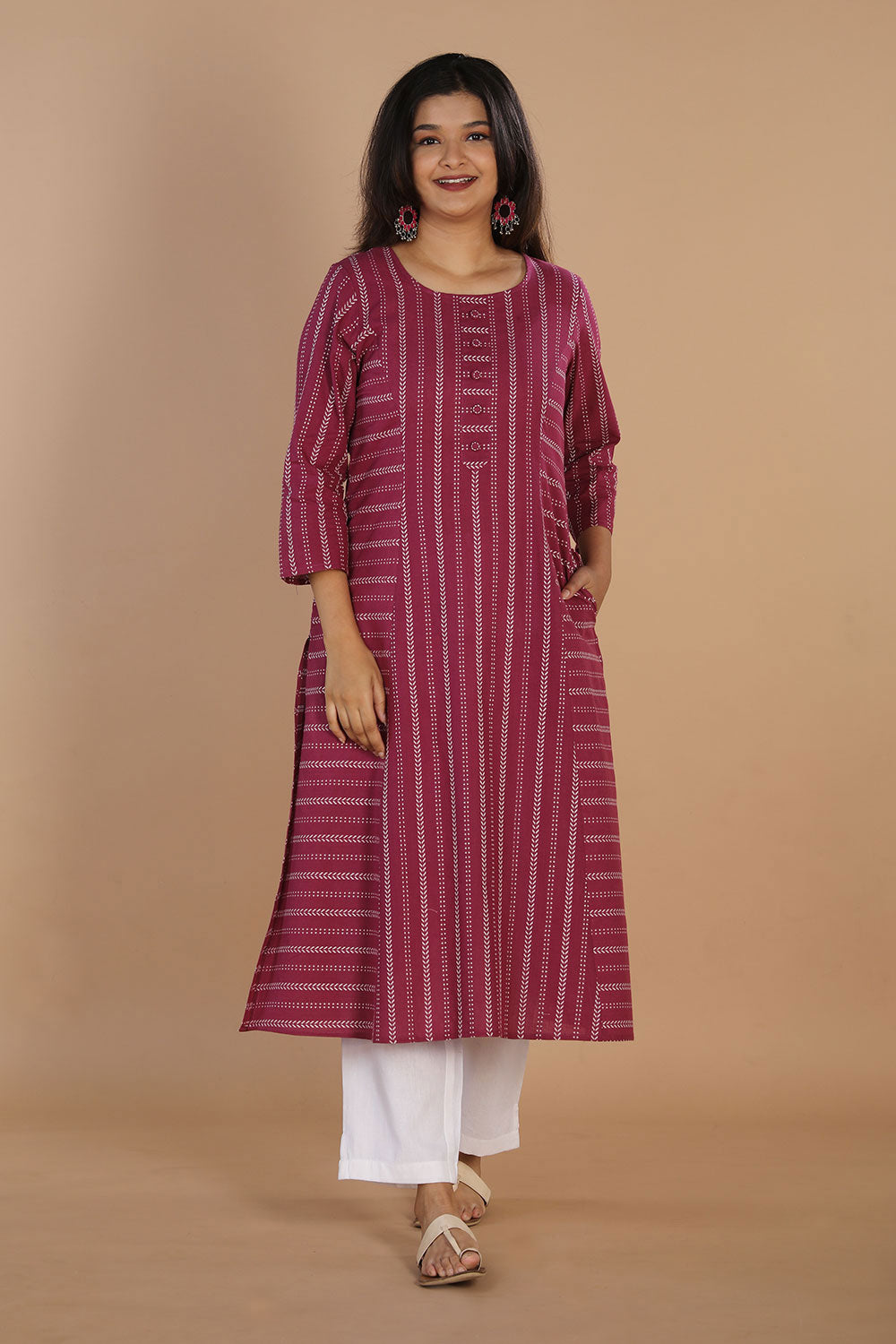 Collection of Woven Princess Line Cotton Kurti in a gallery layout