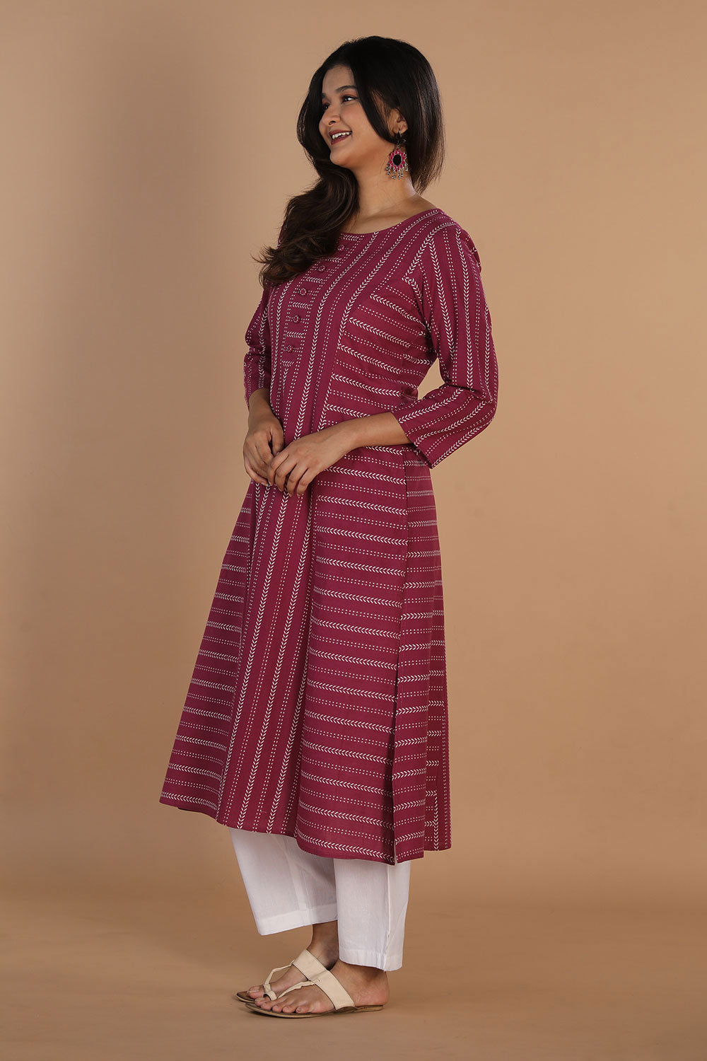 Collection of Woven Princess Line Cotton Kurti in a gallery layout