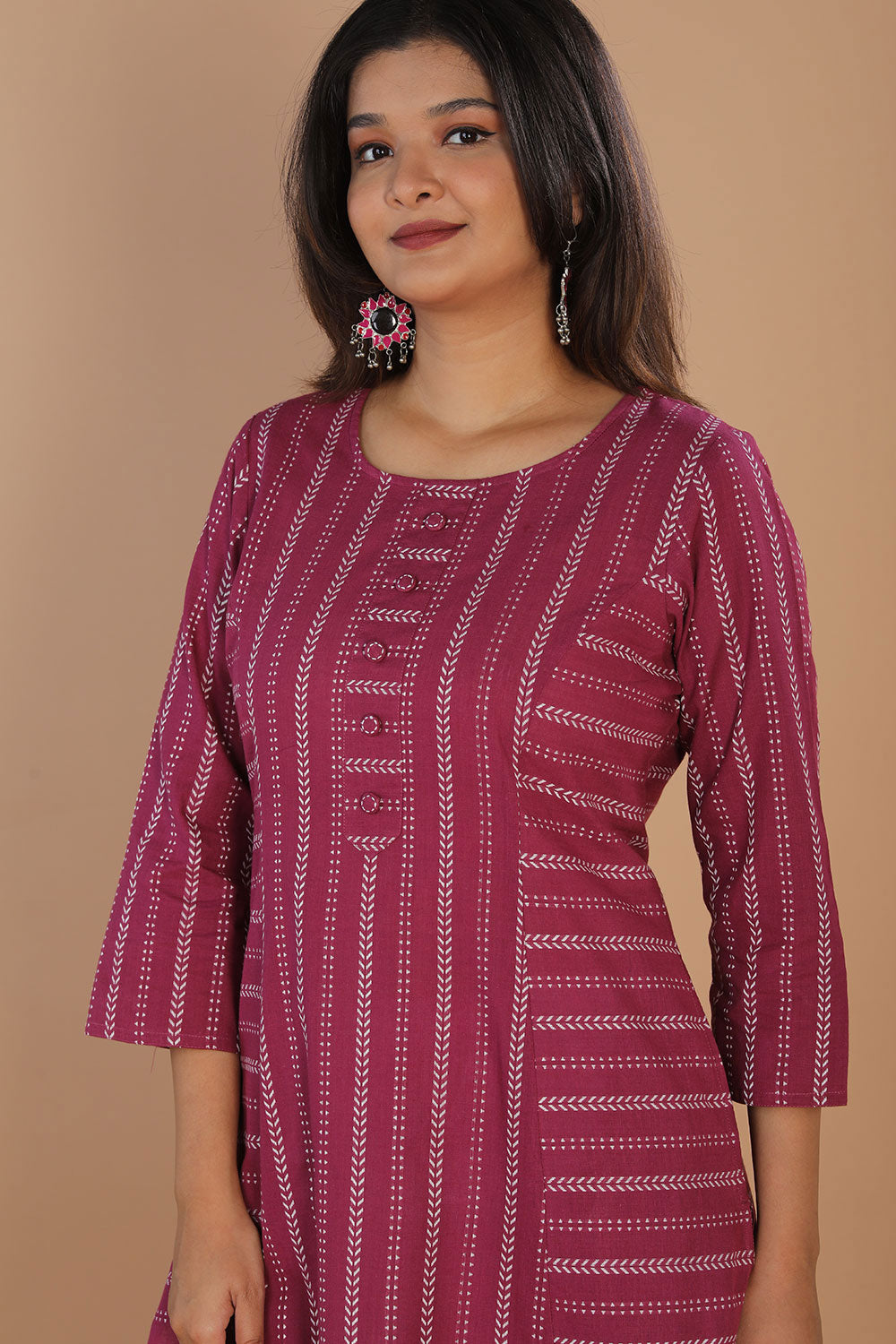 Collection of Woven Princess Line Cotton Kurti in a gallery layout