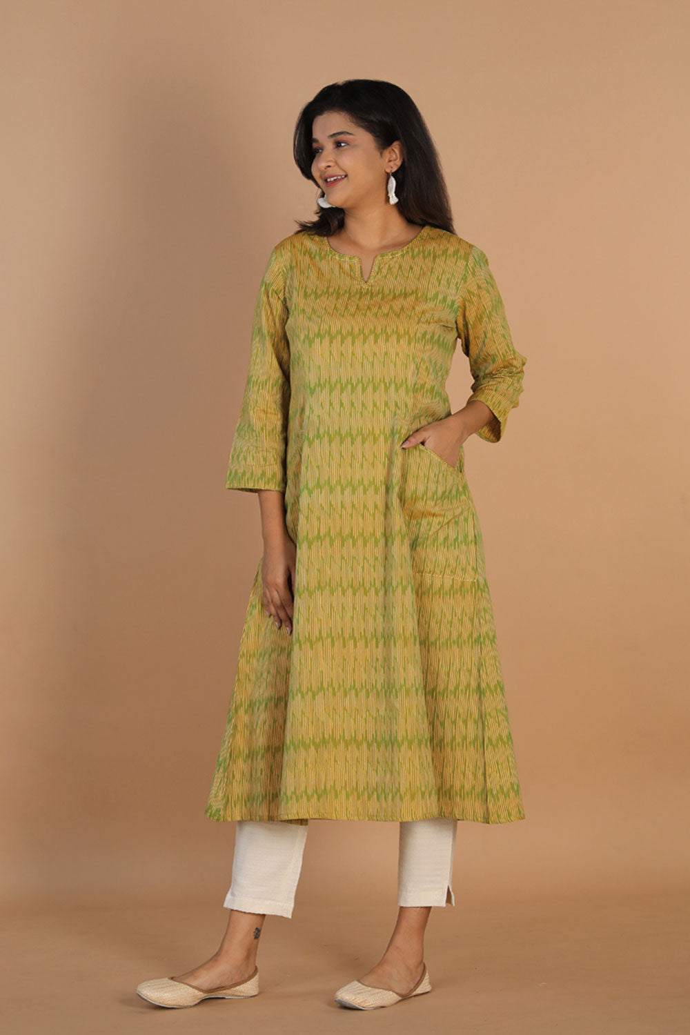 Collection of Woven Ikat cotton kurta in a gallery layout