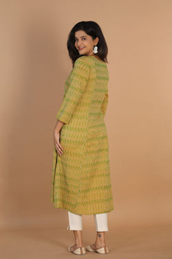 Collection of Woven Ikat cotton kurta in a gallery layout