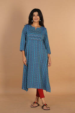 Collection of Pochampally cotton Ikat kurta in a gallery layout